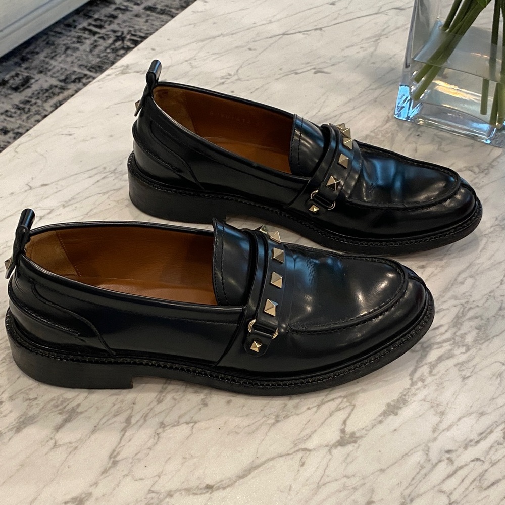 Valentino Black Studded Women's Loafers